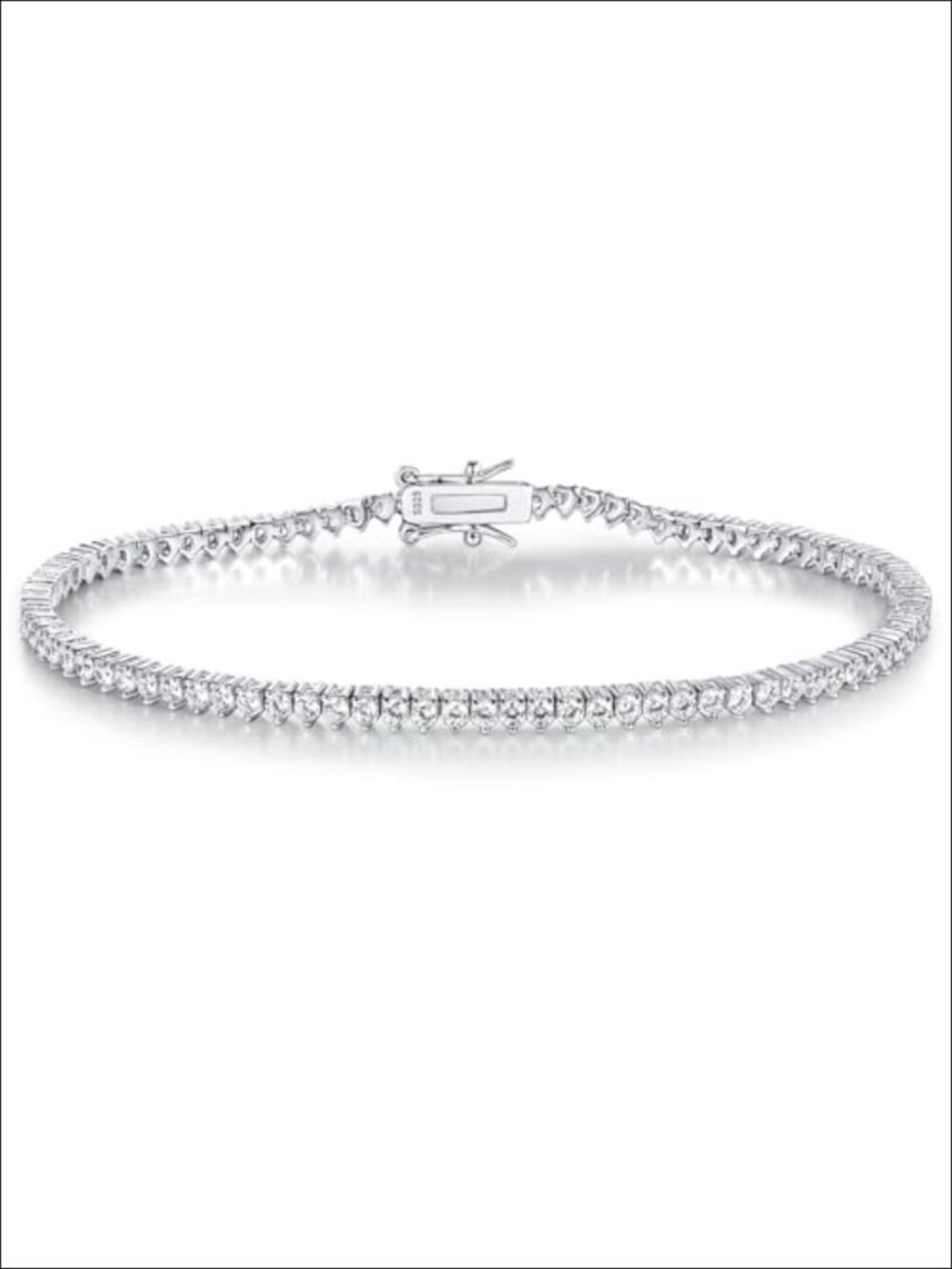Classic CZ Tennis Bracelet Sterling Silver 3 Prong 2mm Stones 6.5 inch